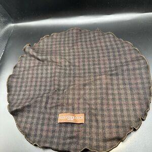 Alexander Olch Dark Brown Circular Plaid Pocket Square